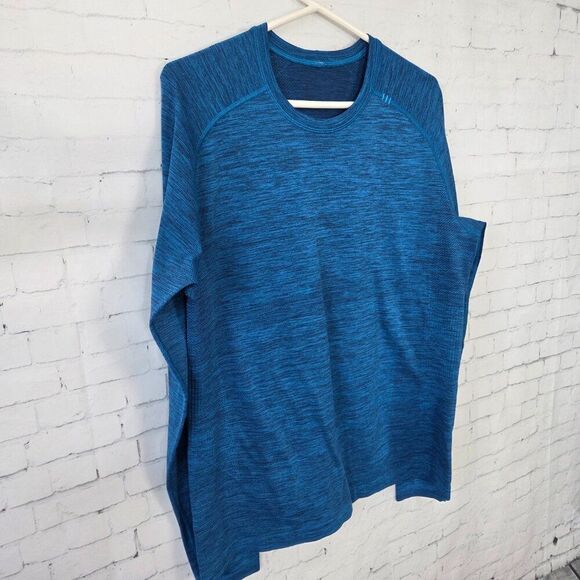 Lululemon Mens Metal Vent Tech Long Sleeve Tee Size L Bright Heathered Blue Run - Picture 2 of 7